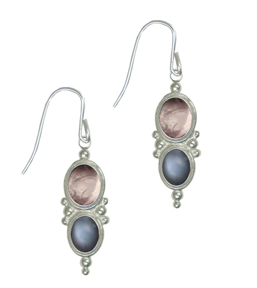 Sterling Silver Drop Dangle Earrings With Rose Quartz